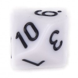10-sided white dice 1-10