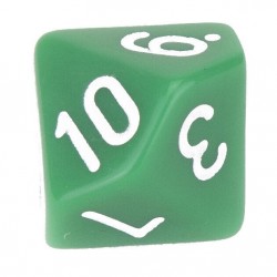 10-sided green dice 1-10